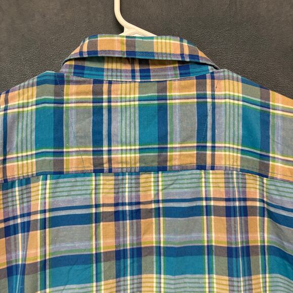 True Rock 3X Short Sleeve Plaid Button Shirt Blue Green Summer Top Grunge Skater - Picture 8 of 9